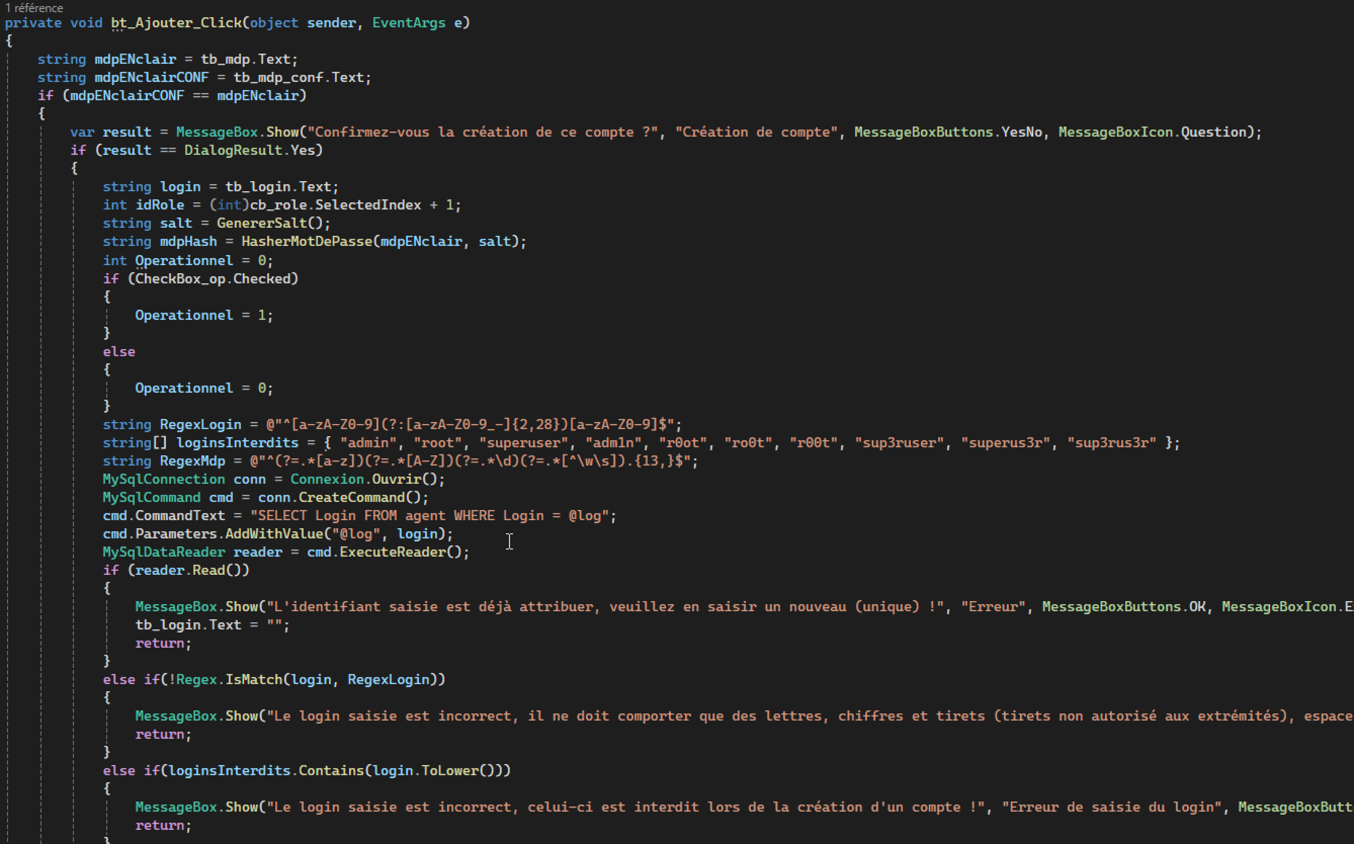 Gestion compte agent