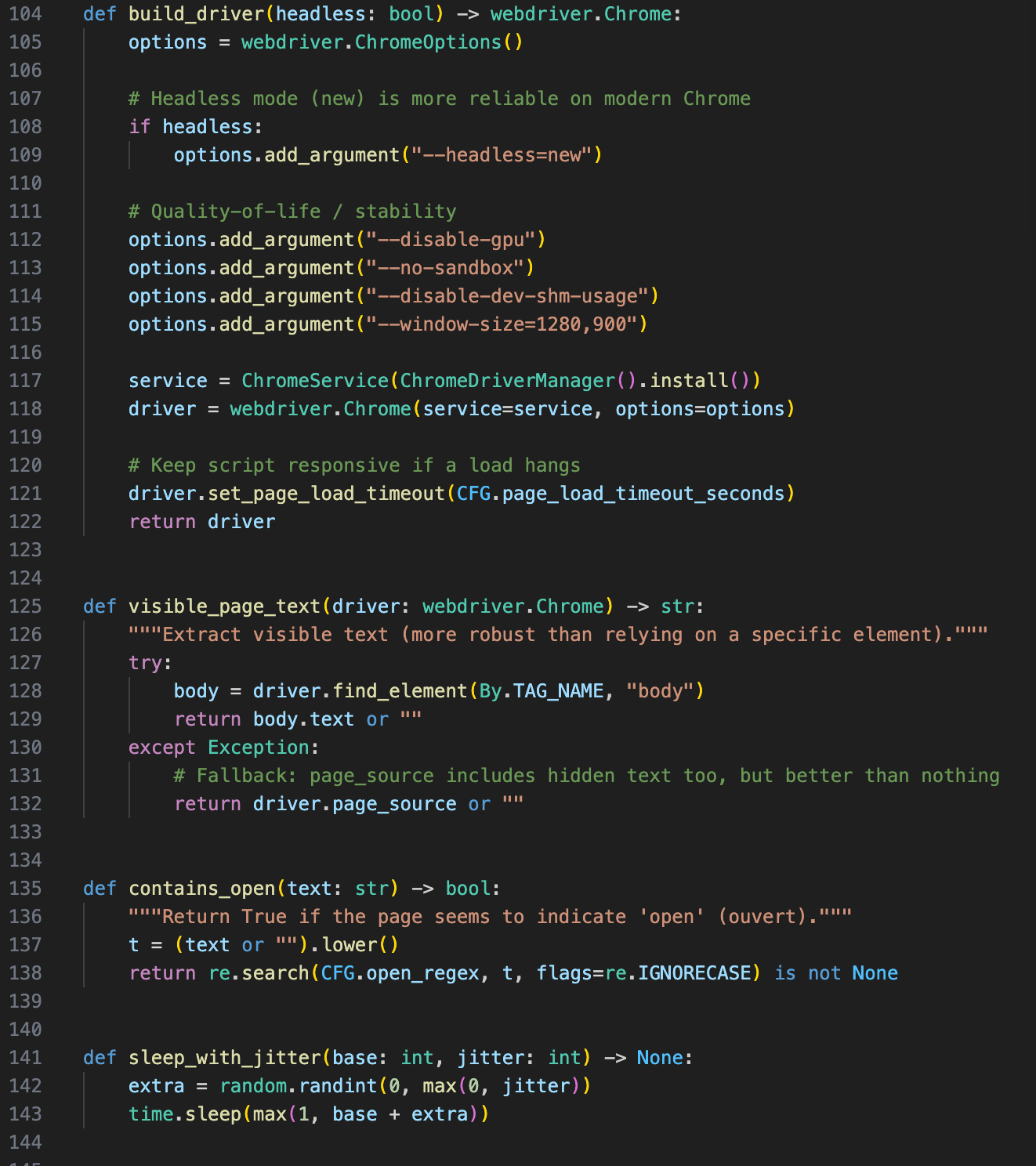 Configuration du script – partie 2