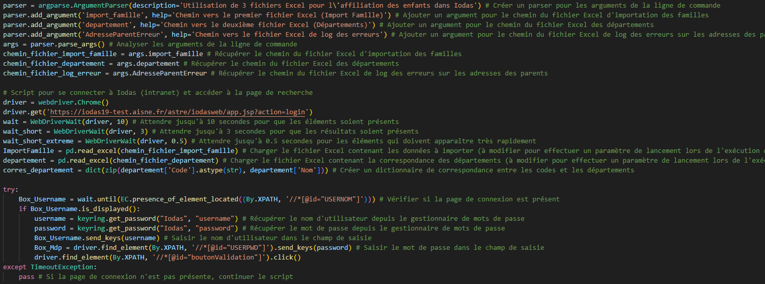 Connexion et paramètres ENFANCE